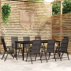 9 Piece Patio Dining Set Black