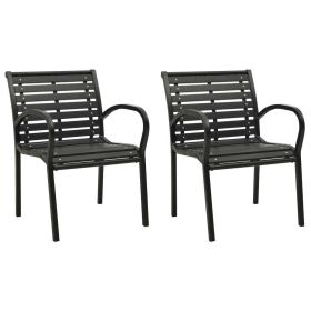 Patio Chairs 2 pcs Steel and WPC Black