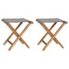 Folding Chairs 2 pcs Solid Teak Wood and Fabric Dark Gray