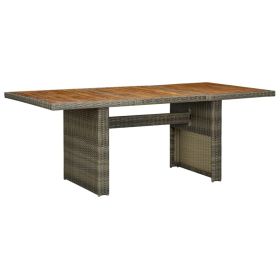 Patio Table Brown Poly Rattan and Solid Acacia Wood
