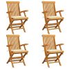 Patio Chairs with Cream Cushions 4 pcs Solid Teak Wood
