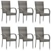 Stackable Patio Chairs 6 pcs Gray Poly Rattan