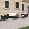 4 Piece Patio Lounge Set with Cushions Poly Rattan Black