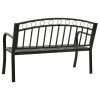 Patio Bench with a Table 49.2" Steel Black