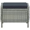 Reclining Patio Chair with Footstool Poly Rattan Light Gray