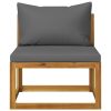 3-Seater Patio Sofa with Cushion Solid Acacia Wood
