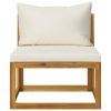 6 Piece Patio Lounge Set with Cushion Cream Solid Acacia Wood