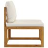 6 Piece Patio Lounge Set with Cushion Cream Solid Acacia Wood