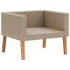 Single Patio Sofa with Cushions Poly Rattan Beige