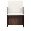 Patio Chairs with Cushions 2 pcs Poly Rattan Brown