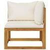 2 Piece Sofa Set with Cream White Cushions Solid Acacia Wood