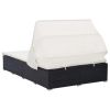 2-Person Sunbed with Cushion Poly Rattan Black