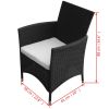 9 Piece Patio Dining Set with Cushions Poly Rattan Black