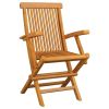 Patio Chairs with Green Cushions 4 pcs Solid Teak Wood