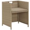 Patio Chairs with Cushions 2 pcs Poly Rattan Beige