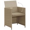 Patio Chairs with Cushions 2 pcs Poly Rattan Beige