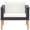Single Patio Sofa with Cushions Poly Rattan Black