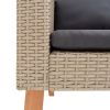 Single Patio Sofa with Cushions Poly Rattan Beige