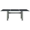 Patio Table Light Gray Poly Rattan and Tempered Glass