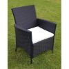 9 Piece Patio Dining Set with Cushions Poly Rattan Black