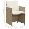 Patio Chairs with Cushions 2 pcs Poly Rattan Beige