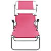 Sun Lounger with Canopy Steel Pink