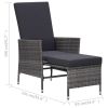 Reclining Patio Chair with Cushions Poly Rattan Gray