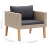 Single Patio Sofa with Cushions Poly Rattan Beige