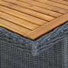Patio Table Dark Gray Poly Rattan and Solid Acacia Wood