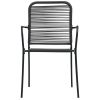 Patio Chairs 4 pcs Cotton Rope and Steel Black