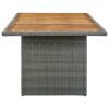 Patio Table Light Gray Poly Rattan and Solid Acacia Wood
