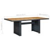 Patio Table Dark Gray Poly Rattan and Solid Acacia Wood