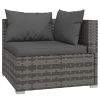 11 Piece Garden Lounge Set with Cushions Poly Rattan Gray