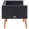 2-Seater Patio Sofa with Cushions Poly Rattan Black