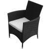 9 Piece Patio Dining Set with Cushions Poly Rattan Black