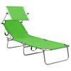 Folding Sun Lounger with Canopy Steel Apple Green
