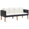 4 Piece Patio Lounge Set with Cushions Poly Rattan Black