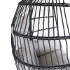 Large Folding Hanging Egg Chair with Stand Outdoor Patio Swing Egg Chair with Grey Cushion;  330LBS Capacity