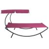 Patio Lounge Bed with Canopy and Pillows Pink