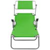 Sun Lounger with Canopy Steel Green