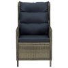 Reclining Patio Chair with Footstool Poly Rattan Brown