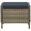 Reclining Patio Chair with Footstool Poly Rattan Brown