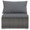 11 Piece Garden Lounge Set with Cushions Poly Rattan Gray