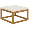3 Piece Patio Lounge Set with Cream Cushions Solid Acacia Wood