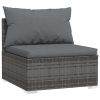 11 Piece Garden Lounge Set with Cushions Poly Rattan Gray
