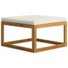 3 Piece Patio Lounge Set with Cream Cushions Solid Acacia Wood