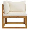 2 Piece Sofa Set with Cream White Cushions Solid Acacia Wood