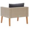 Single Patio Sofa with Cushions Poly Rattan Beige