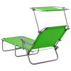 Sun Lounger with Canopy Steel Green