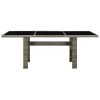 Patio Table Brown Poly Rattan and Tempered Glass